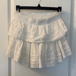 LoveShackFancy White Layered Mini Skirt